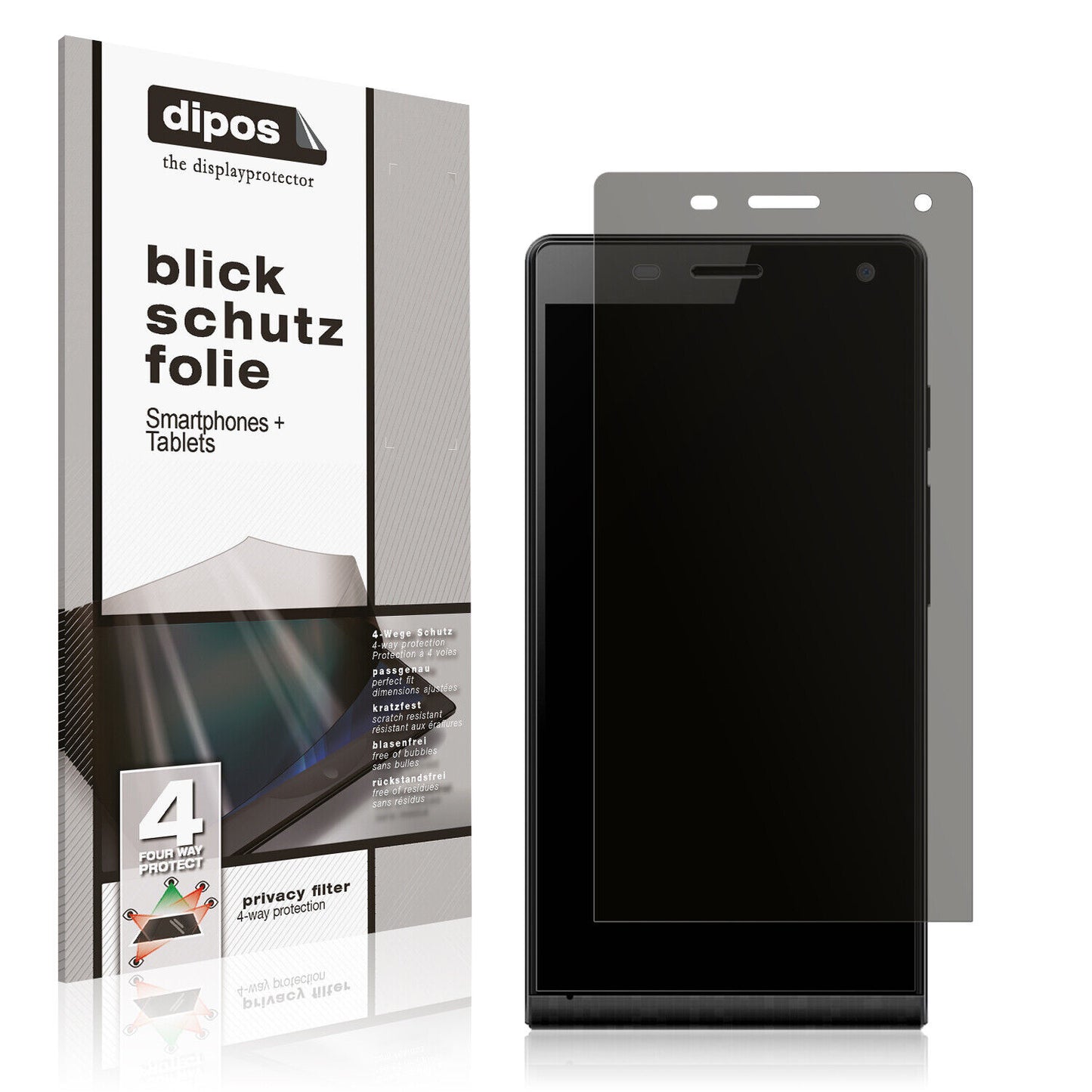 Blickschutzfolie von dipos passend für Highscreen Verge, präziser Zuschnitt und blasenfrei montiert
