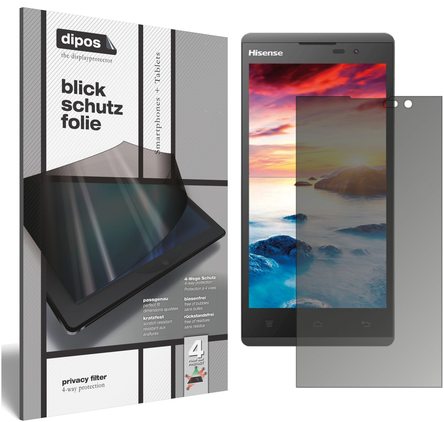 Blickschutzfolie von dipos passend für Hisense Sero 5 L691, präziser Zuschnitt und blasenfrei montiert