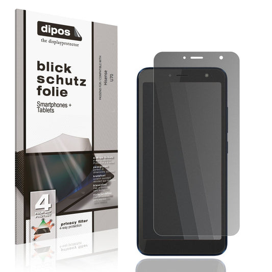 Blickschutzfolie von dipos passend für Hisense U70, präziser Zuschnitt und blasenfrei montiert