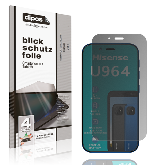 Blickschutzfolie von dipos passend für Hisense U964, präziser Zuschnitt und blasenfrei montiert