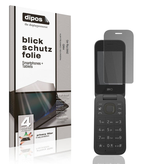 Blickschutzfolie von dipos passend für HMD 2660 Flip 4G, präziser Zuschnitt und blasenfrei montiert