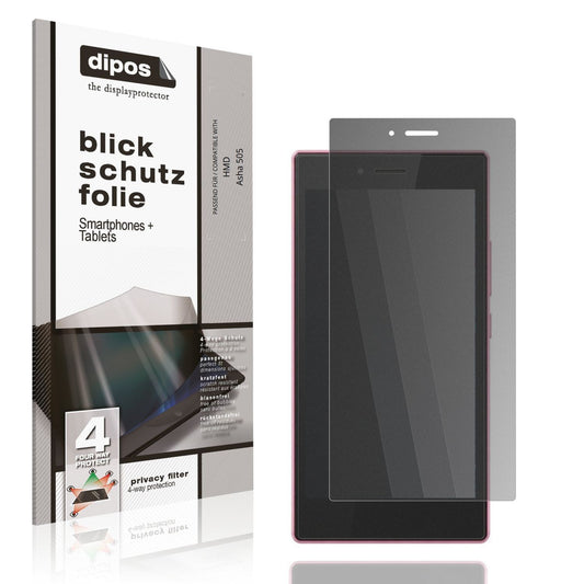 Blickschutzfolie von dipos passend für HMD Asha 505, präziser Zuschnitt und blasenfrei montiert