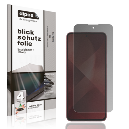 Blickschutzfolie von dipos passend für HMD Crest 2 Pro, präziser Zuschnitt und blasenfrei montiert