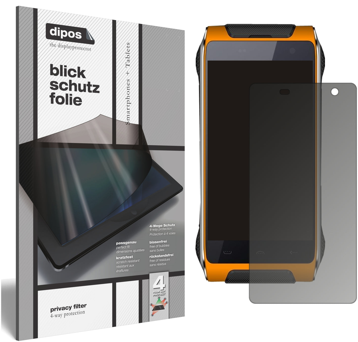 Blickschutzfolie von dipos passend für Homtom HT20 Pro, präziser Zuschnitt und blasenfrei montiert