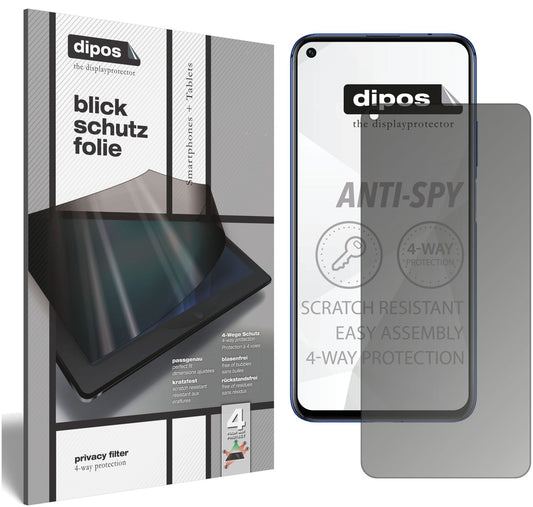 Blickschutzfolie von dipos passend für Honor 20, präziser Zuschnitt und blasenfrei montiert