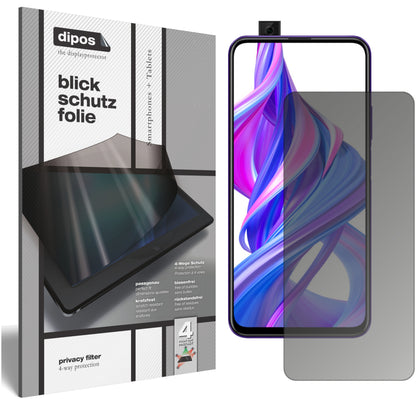 Blickschutzfolie von dipos passend für Huawei Y9s, präziser Zuschnitt und blasenfrei montiert