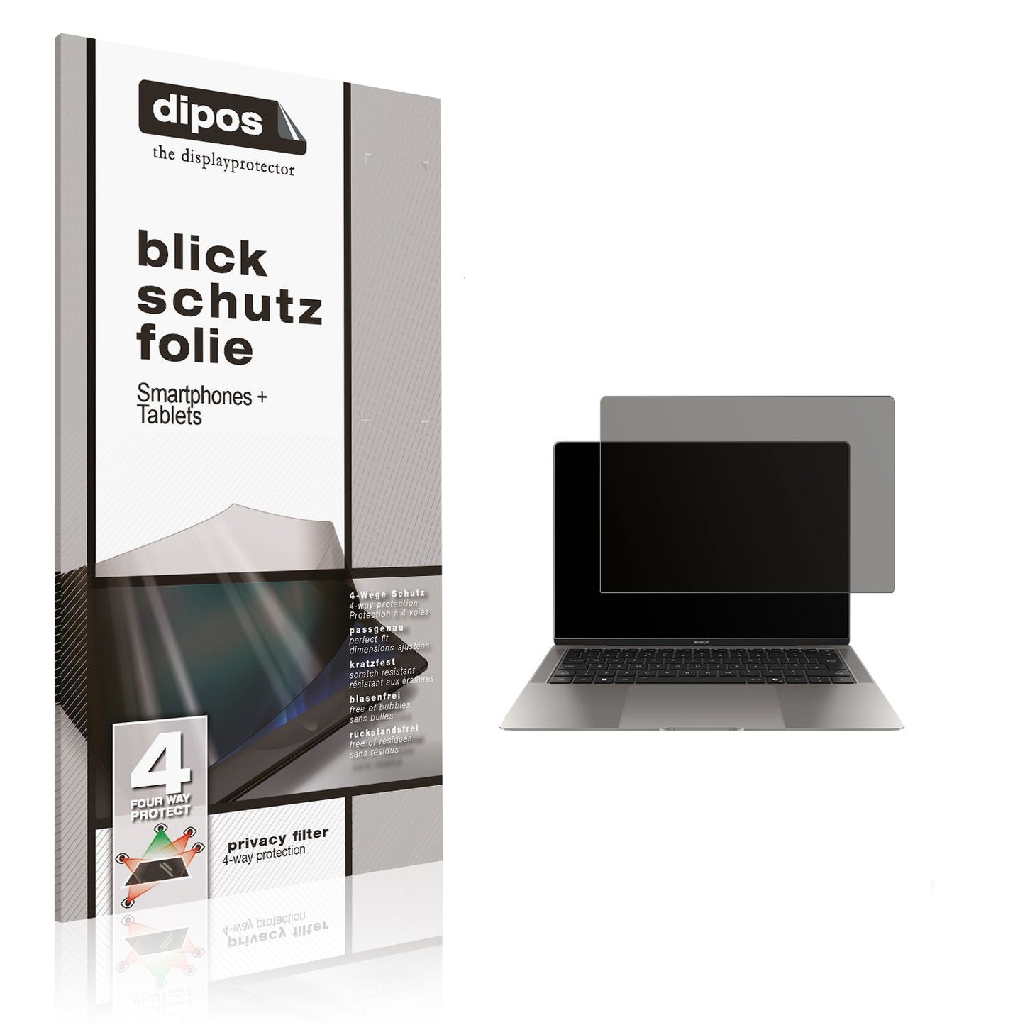 Blickschutzfolie von dipos passend für Honor MagicBook Art 14, präziser Zuschnitt und blasenfrei montiert