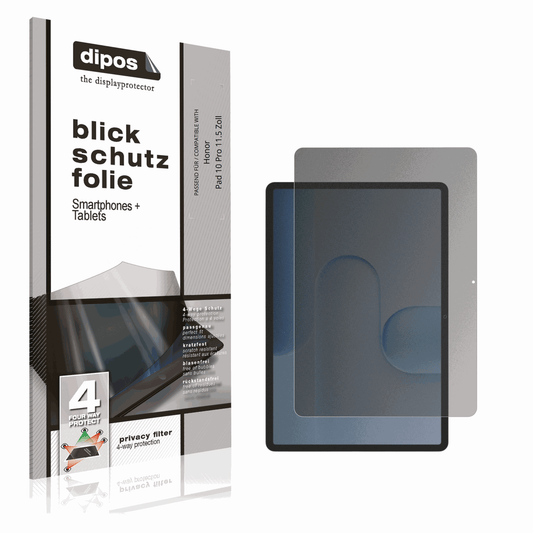 Blickschutzfolie von dipos passend für Honor Pad 10 Pro 11.5 Zoll, präziser Zuschnitt und blasenfrei montiert