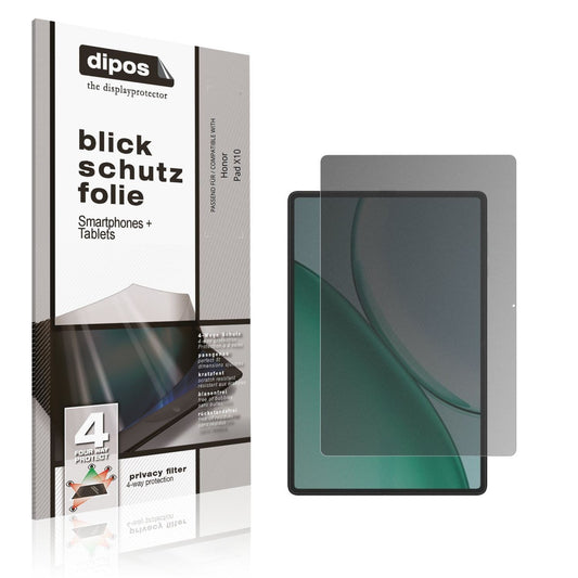 Blickschutzfolie von dipos passend für Honor Pad X10, präziser Zuschnitt und blasenfrei montiert