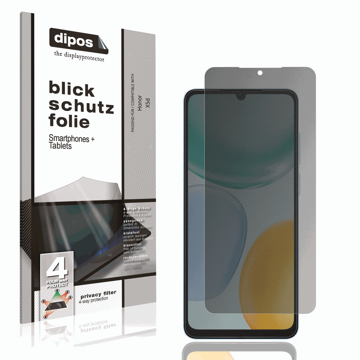 Blickschutzfolie von dipos passend für Honor X5d, präziser Zuschnitt und blasenfrei montiert
