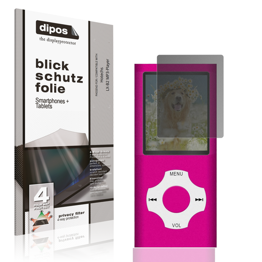 Blickschutzfolie von dipos passend für Hotechs LX-B2 MP3-Player, präziser Zuschnitt und blasenfrei montiert