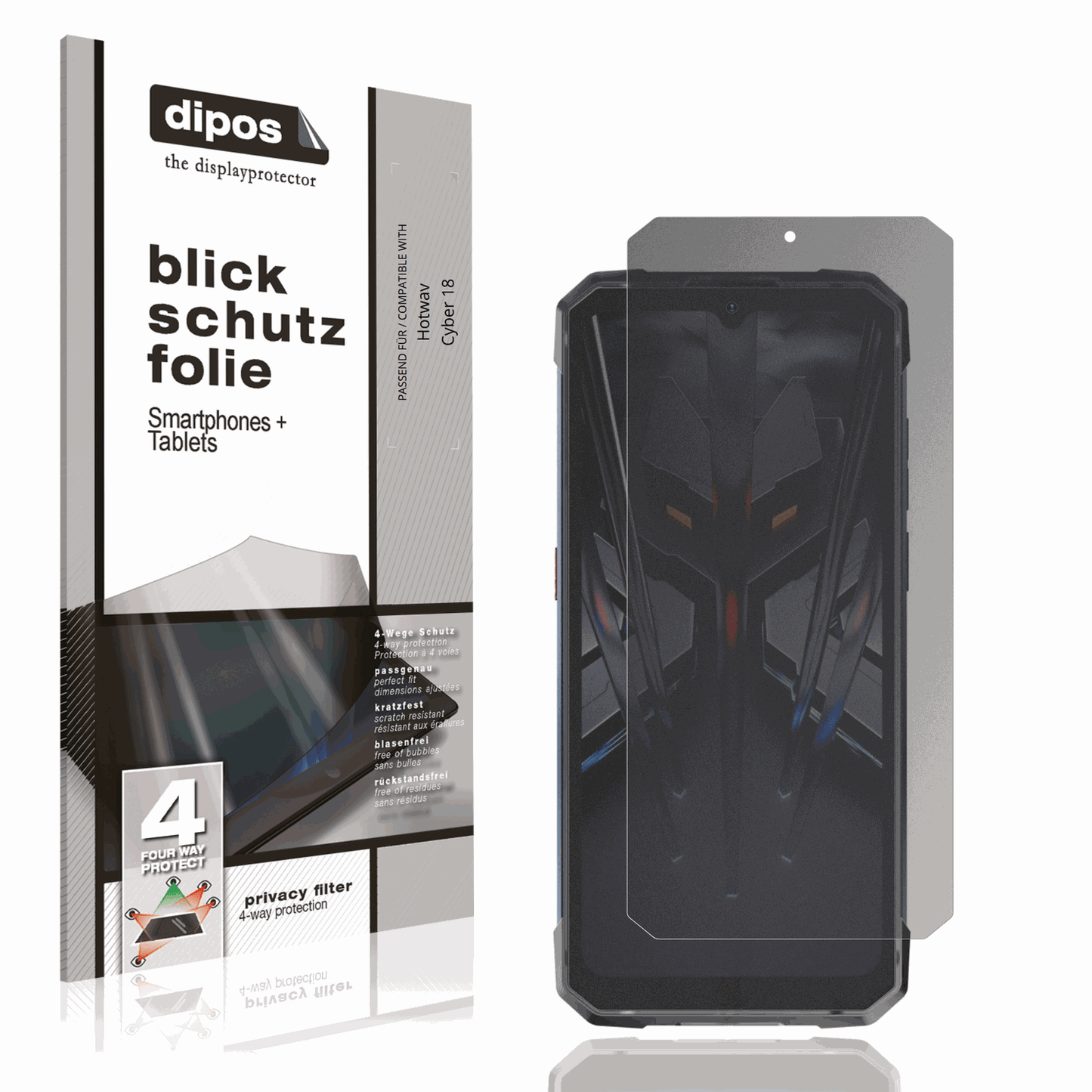 Blickschutzfolie von dipos passend für Hotwav Cyber 18, präziser Zuschnitt und blasenfrei montiert