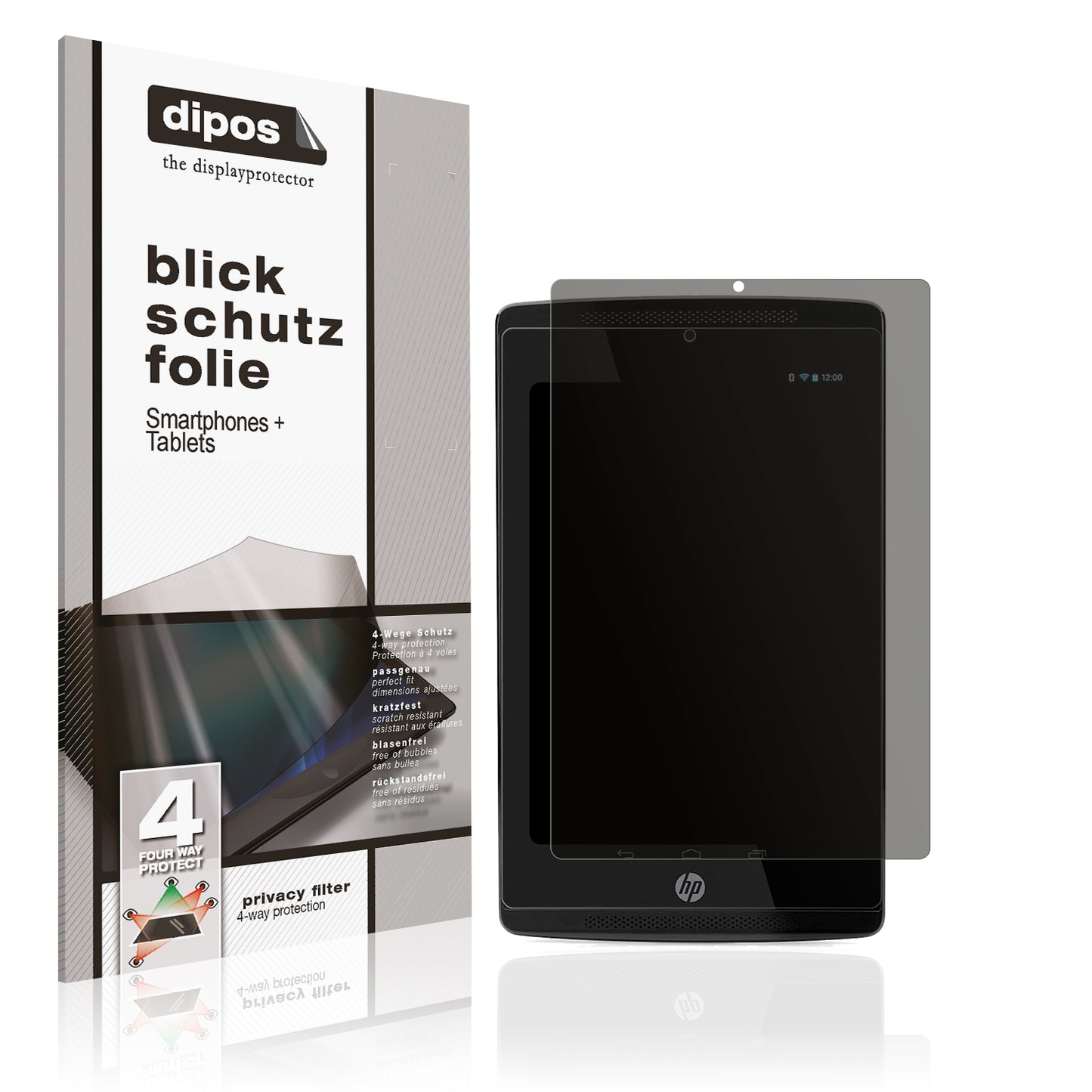 Blickschutzfolie von dipos passend für HP Slate 7 Extreme, präziser Zuschnitt und blasenfrei montiert