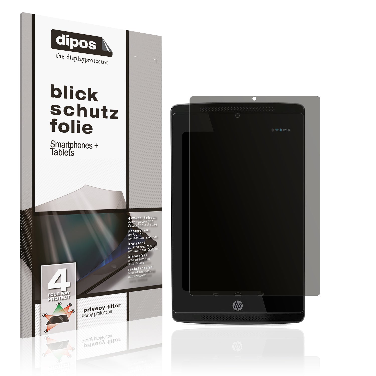 Blickschutzfolie von dipos passend für HP Slate 7 Extreme, präziser Zuschnitt und blasenfrei montiert