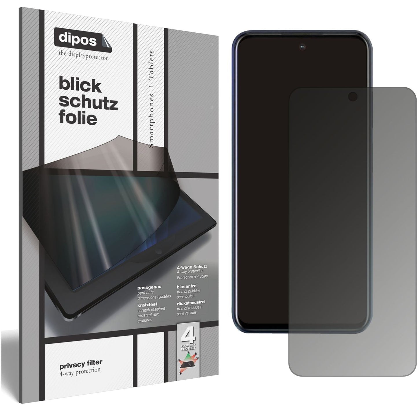 Blickschutzfolie von dipos passend für HTC Desire 21 Pro 5G, präziser Zuschnitt und blasenfrei montiert