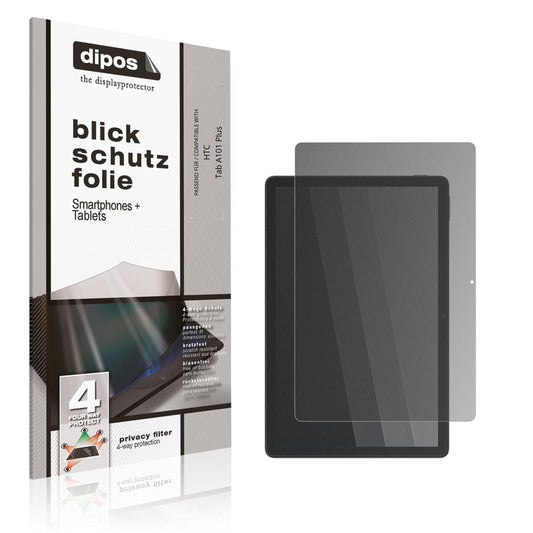Blickschutzfolie von dipos passend für HTC Tab A101 Plus, präziser Zuschnitt und blasenfrei montiert