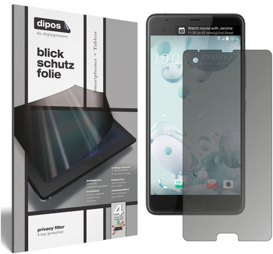 Blickschutzfolie von dipos passend für HTC U Ultra, präziser Zuschnitt und blasenfrei montiert