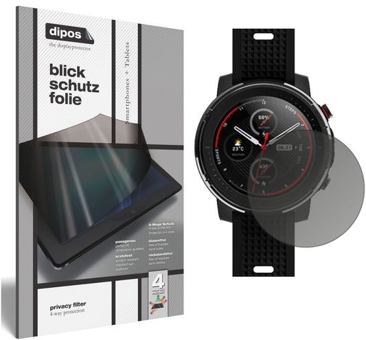 Blickschutzfolie von dipos passend für Huami Amazfit Stratos 3, präziser Zuschnitt und blasenfrei montiert