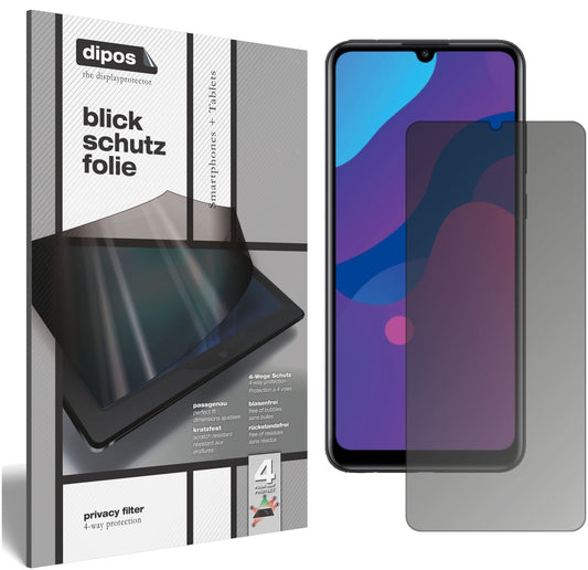 Blickschutzfolie von dipos passend für Huawei Enjoy 10e, präziser Zuschnitt und blasenfrei montiert