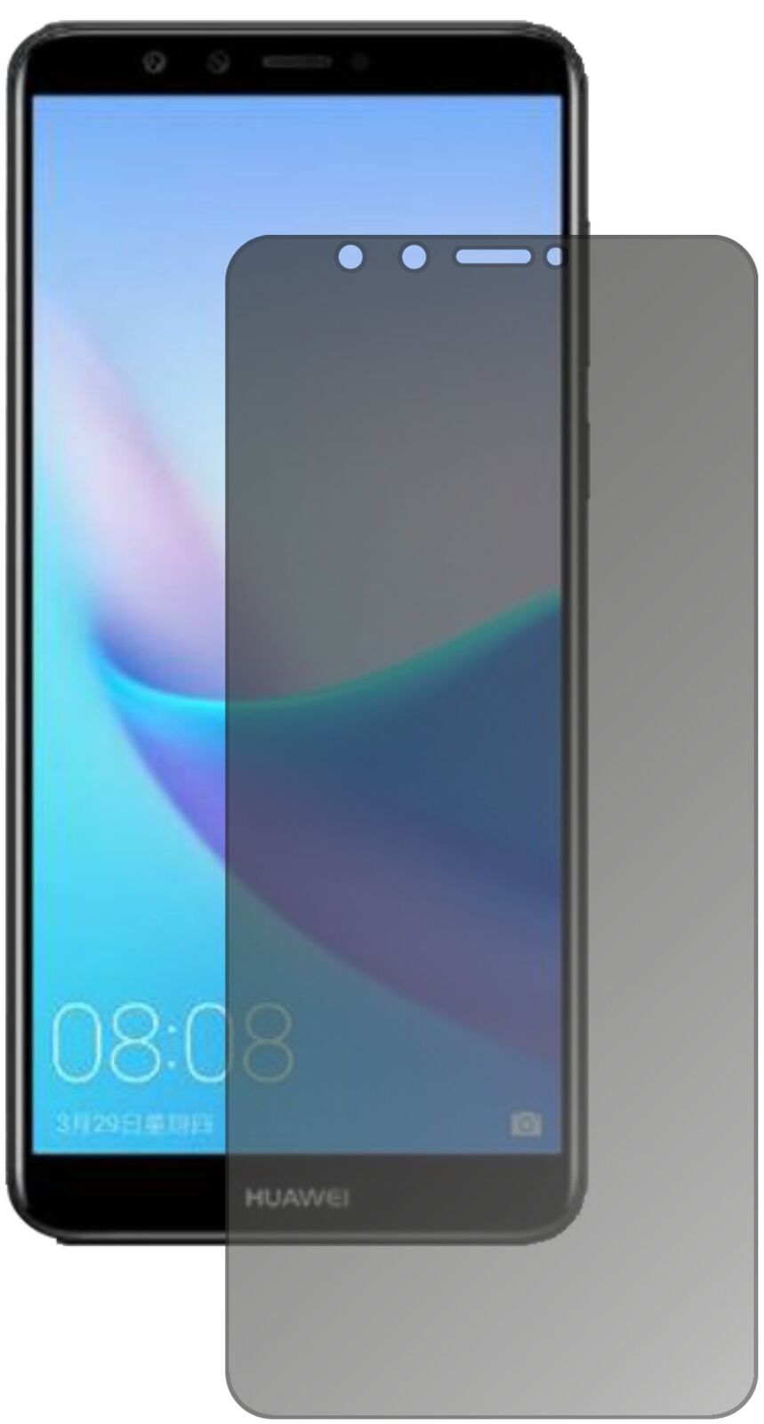Blickschutzfolie von dipos passend für Huawei Enjoy 8e, präziser Zuschnitt und blasenfrei montiert