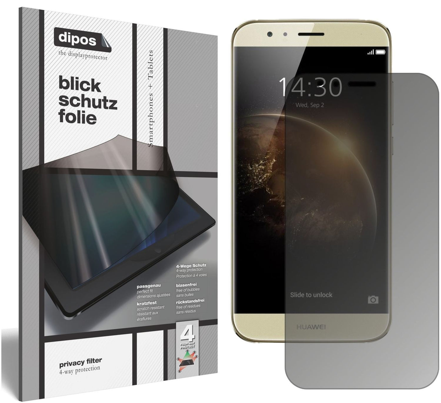 Blickschutzfolie von dipos passend für Huawei GX8, präziser Zuschnitt und blasenfrei montiert