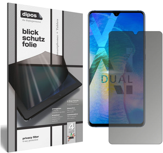 Blickschutzfolie von dipos passend für Huawei Mate 20 X 5G, präziser Zuschnitt und blasenfrei montiert