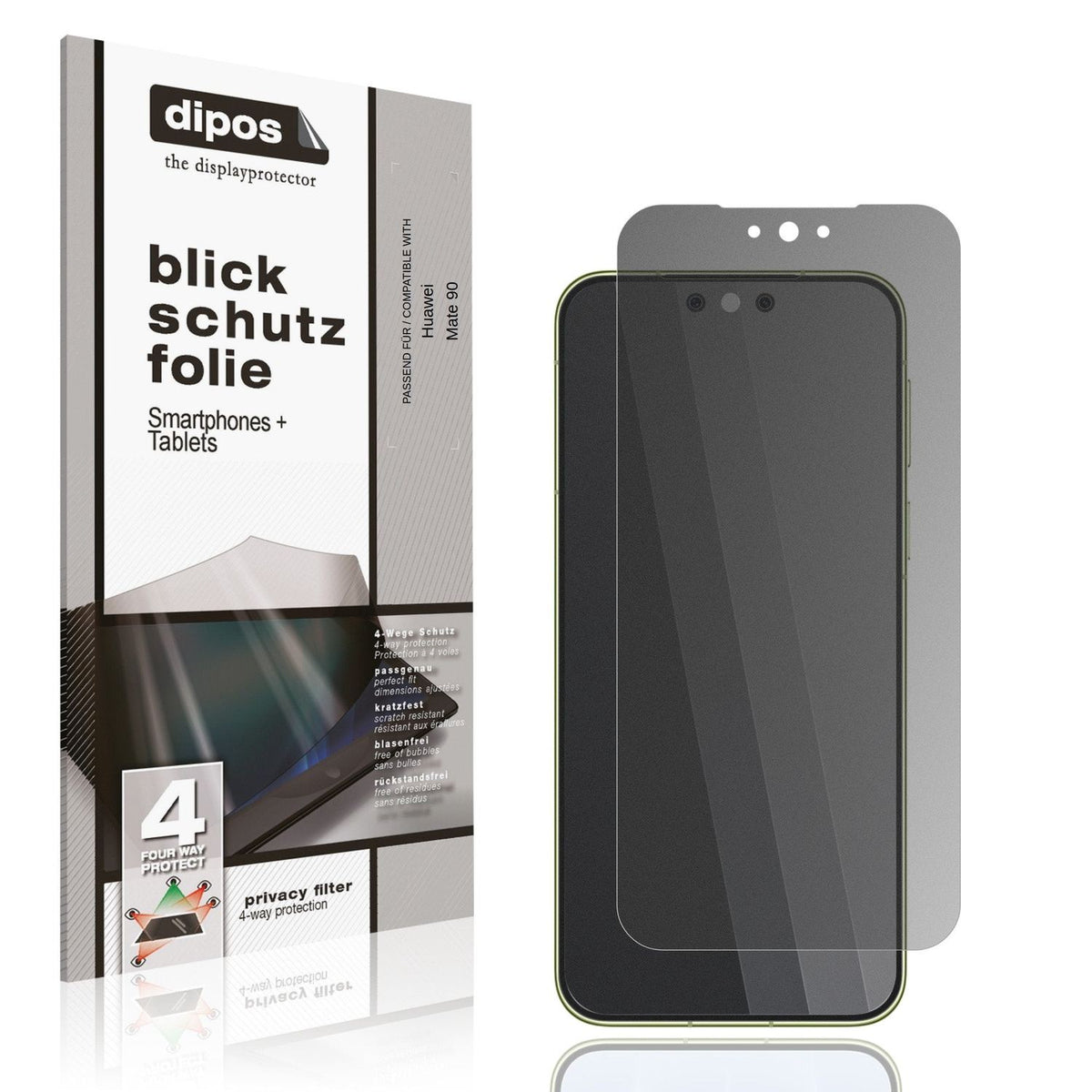 Displayschutz mit Blickschutzfilter-Effekt zur Unterstützung beim Schutz sensibler Daten