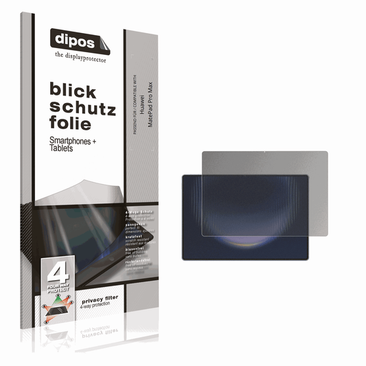 Blickschutzfolie von dipos passend für Huawei MatePad Pro Max, präziser Zuschnitt und blasenfrei montiert
