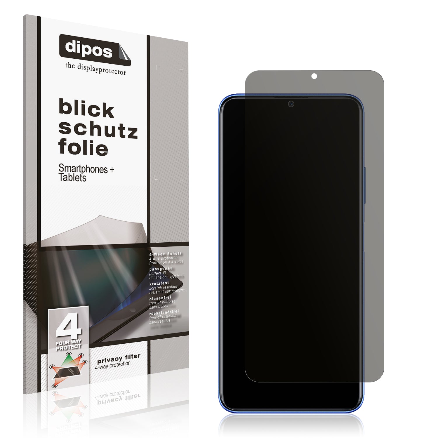 Blickschutzfolie von dipos passend für Huawei Nova Y70, präziser Zuschnitt und blasenfrei montiert