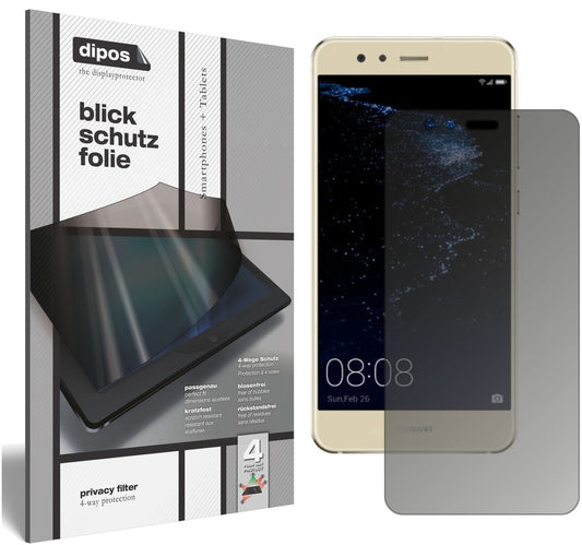 Blickschutzfolie von dipos passend für Huawei P10 Lite, präziser Zuschnitt und blasenfrei montiert