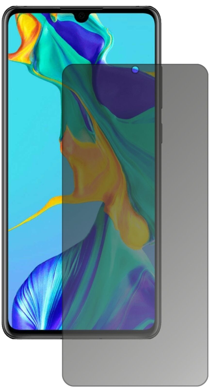Blickschutzfolie von dipos passend für Huawei P30, präziser Zuschnitt und blasenfrei montiert