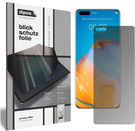 Blickschutzfolie von dipos passend für Huawei P40 Pro Plus, präziser Zuschnitt und blasenfrei montiert