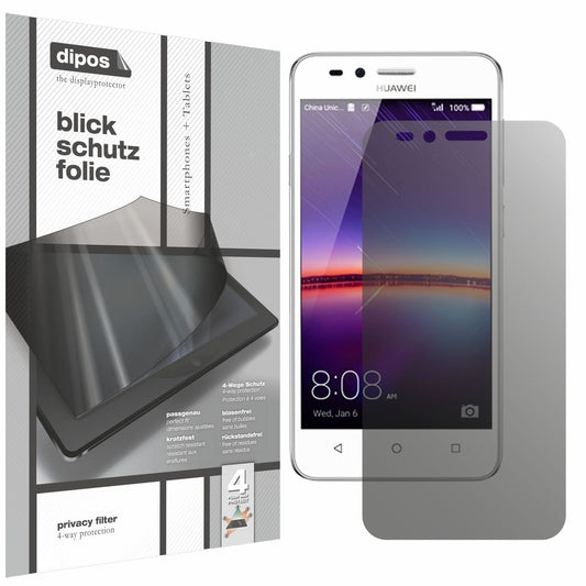 Blickschutzfolie von dipos passend für Huawei Y3 II, präziser Zuschnitt und blasenfrei montiert