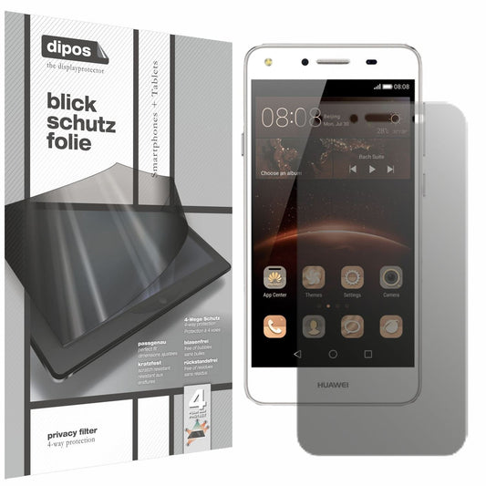 Blickschutzfolie von dipos passend für Huawei Y5 II, präziser Zuschnitt und blasenfrei montiert