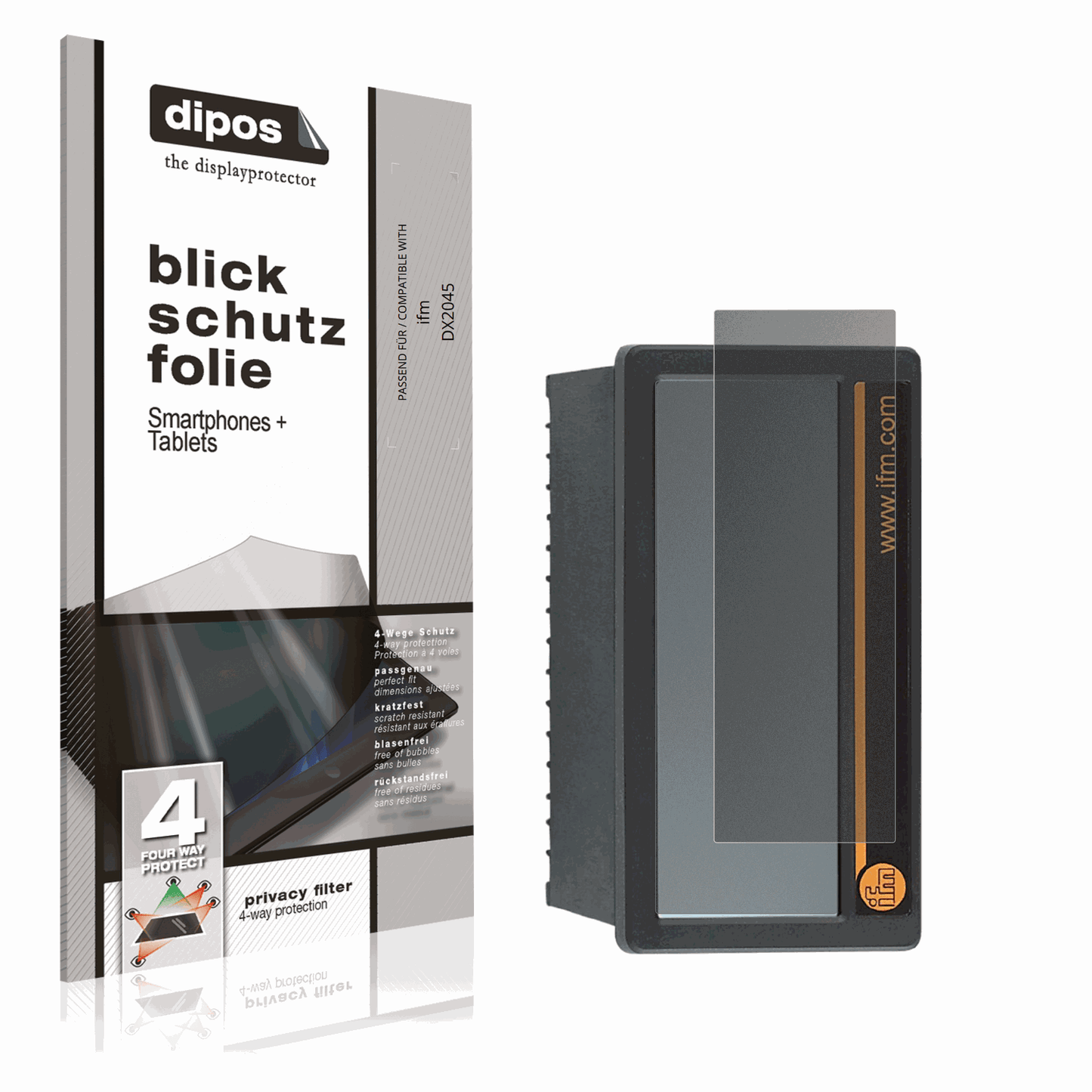 Blickschutzfolie von dipos passend für ifm DX2045, präziser Zuschnitt und blasenfrei montiert