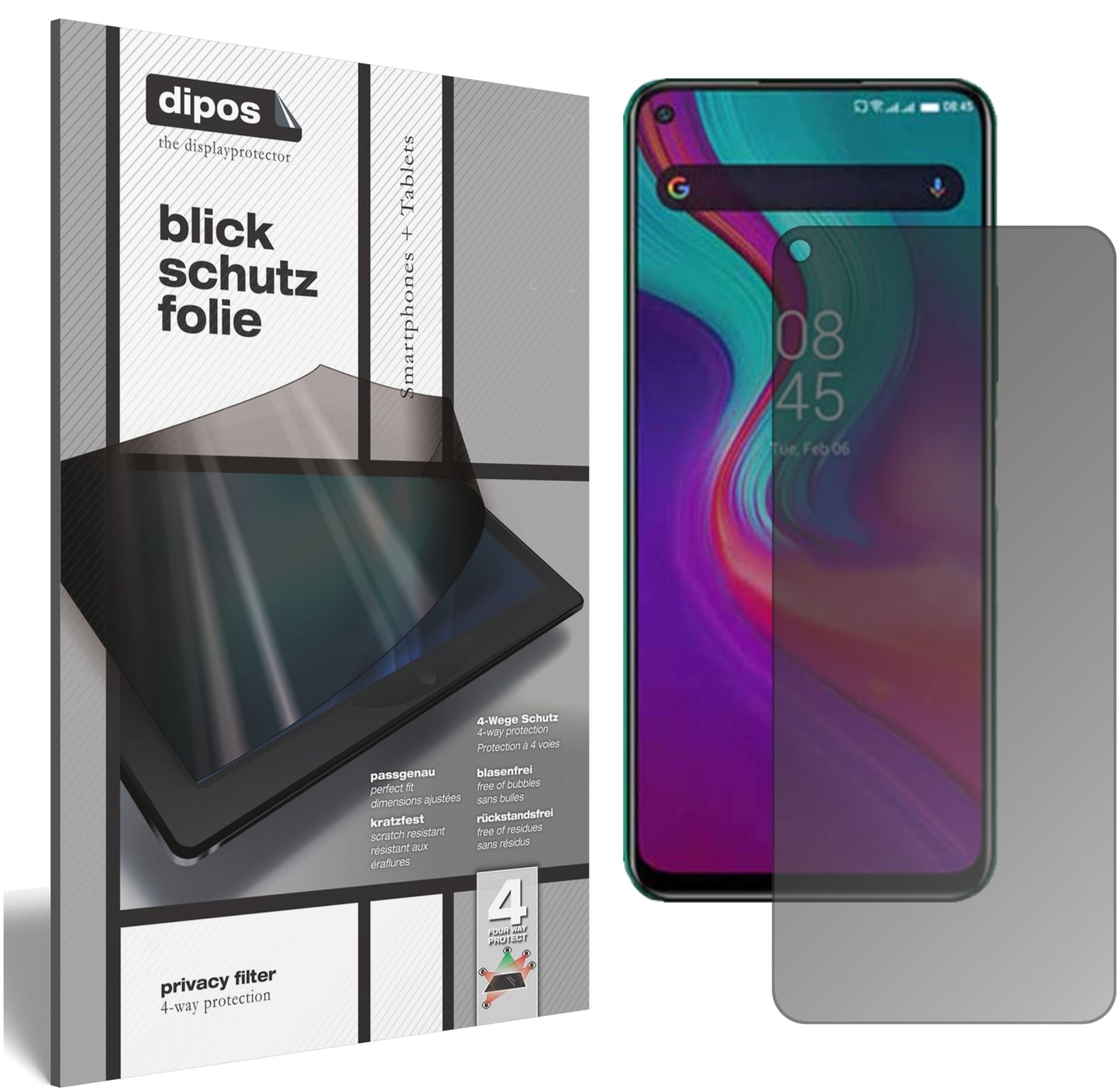 Blickschutzfolie von dipos passend für Infinix Note 7, präziser Zuschnitt und blasenfrei montiert