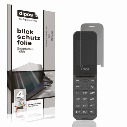 Blickschutzfolie von dipos passend für INOI 284 Flip 4G, präziser Zuschnitt und blasenfrei montiert