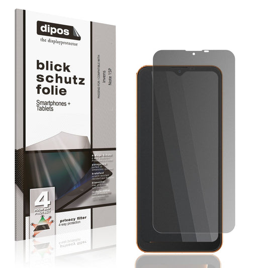 Blickschutzfolie von dipos passend für invens Note 15P, präziser Zuschnitt und blasenfrei montiert