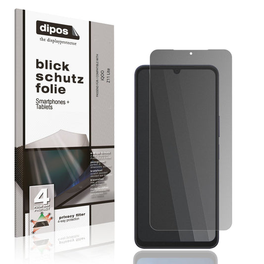 Blickschutzfolie von dipos passend für iQOO Z11 Lite, präziser Zuschnitt und blasenfrei montiert