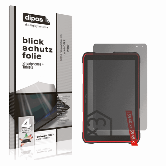 Blickschutzfolie von dipos passend für i.safe MOBILE IS940.1, präziser Zuschnitt und blasenfrei montiert