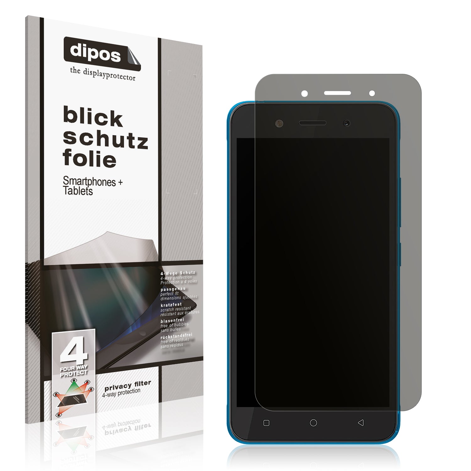 Blickschutzfolie von dipos passend für itel A23 pro, präziser Zuschnitt und blasenfrei montiert