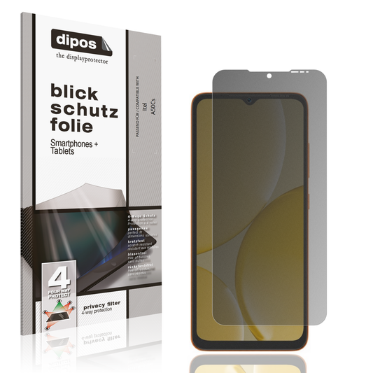 Blickschutzfolie von dipos passend für Itel A50Cs, präziser Zuschnitt und blasenfrei montiert