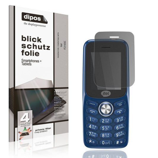 Blickschutzfolie von dipos passend für Itel IT2165C, präziser Zuschnitt und blasenfrei montiert