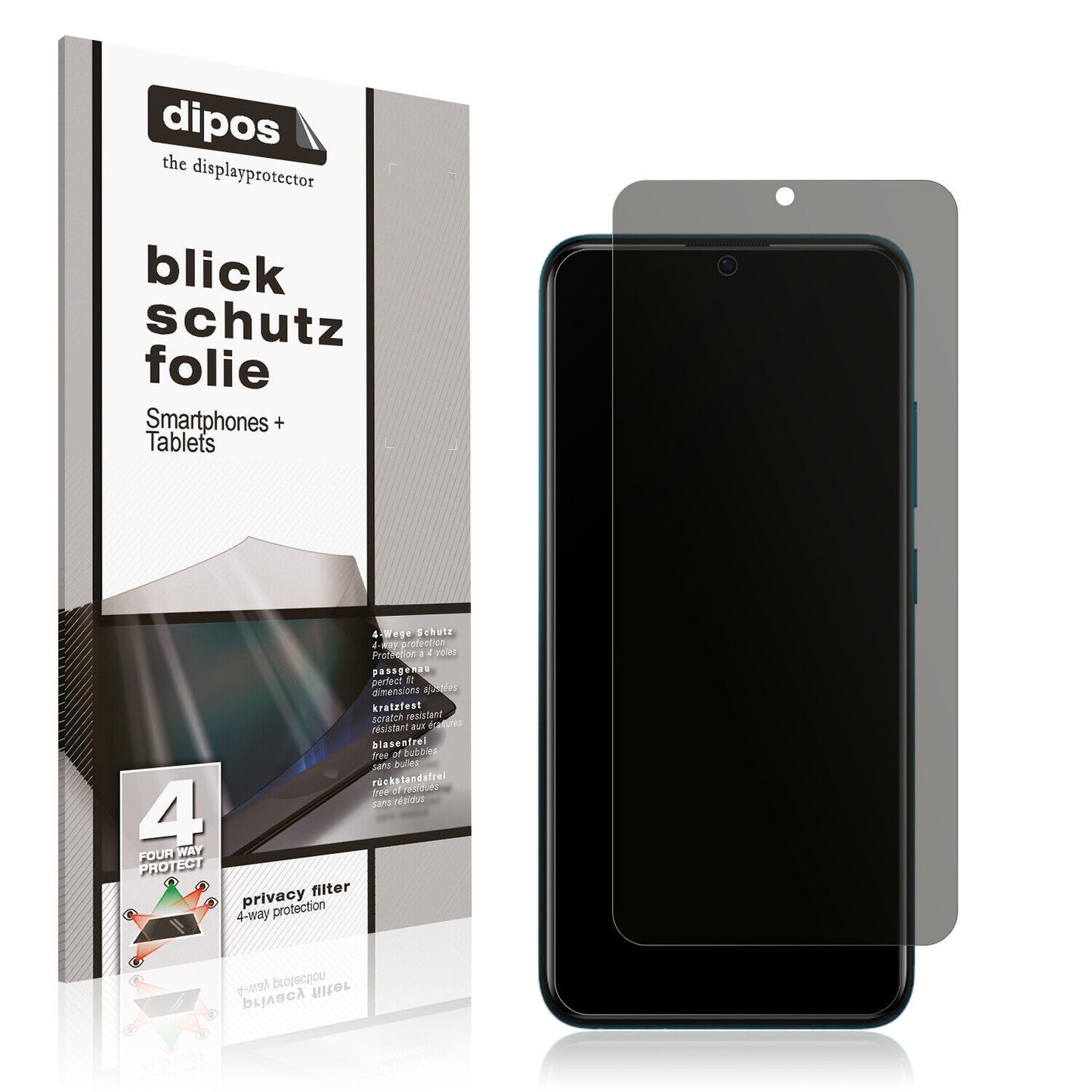Blickschutzfolie von dipos passend für itel S15 Pro, präziser Zuschnitt und blasenfrei montiert