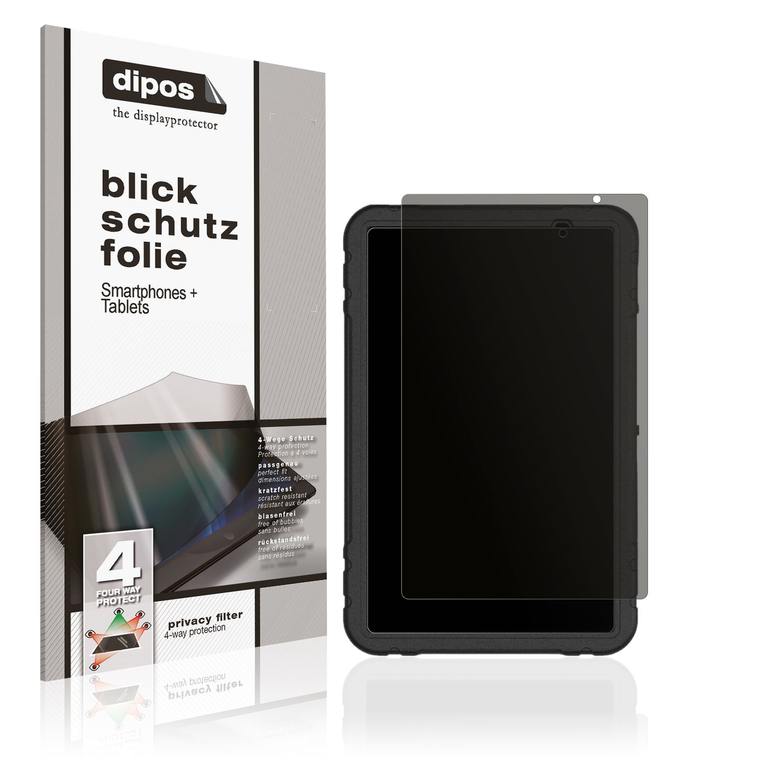 Blickschutzfolie von dipos passend für Juedur R500 10 Zoll, präziser Zuschnitt und blasenfrei montiert