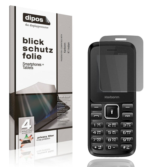 Blickschutzfolie von dipos passend für Karbonn K1 Indian, präziser Zuschnitt und blasenfrei montiert