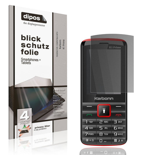 Blickschutzfolie von dipos passend für Karbonn K1 Prime, präziser Zuschnitt und blasenfrei montiert