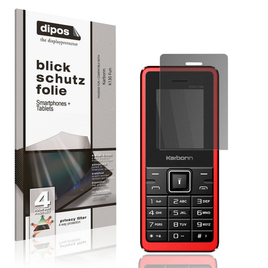 Blickschutzfolie von dipos passend für Karbonn K130 Fun, präziser Zuschnitt und blasenfrei montiert