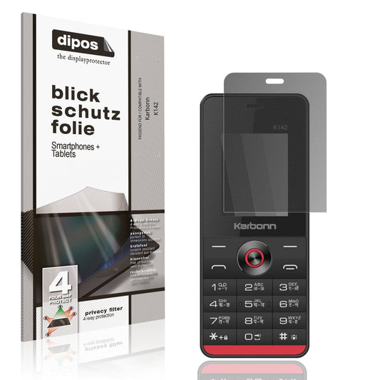 Blickschutzfolie von dipos passend für Karbonn K142, präziser Zuschnitt und blasenfrei montiert