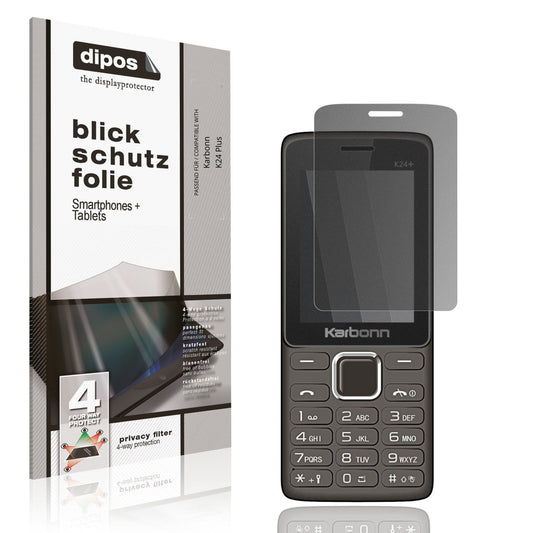 Blickschutzfolie von dipos passend für Karbonn K24 Plus, präziser Zuschnitt und blasenfrei montiert